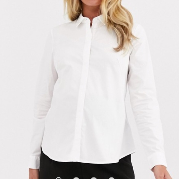 Maternity long sleeve  in stretch cotton in white - Picture 1 of 7